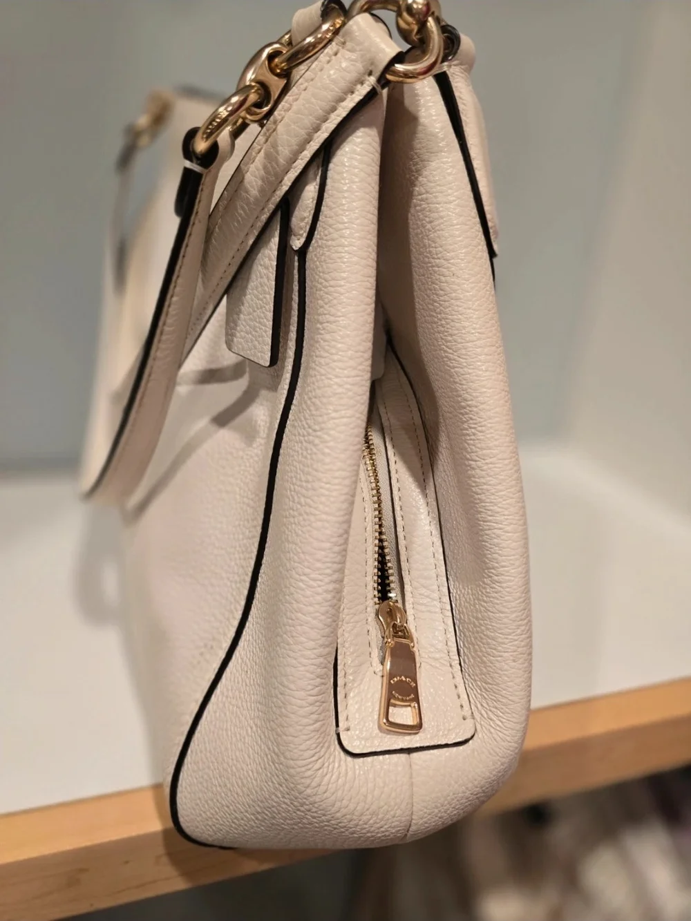 Coach Pebbled Leather Hobo Bag in Chalk